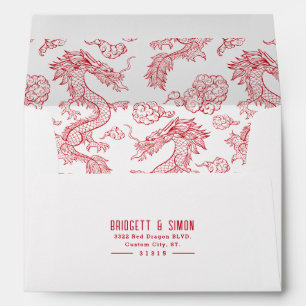Enveloppe Dragon rouge et blanc Pré-adressé