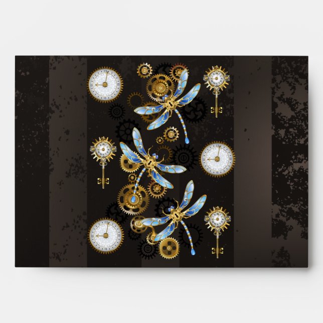 Enveloppe Dragonflies de Steampunk sur arrière - plan rayé b (Devant)