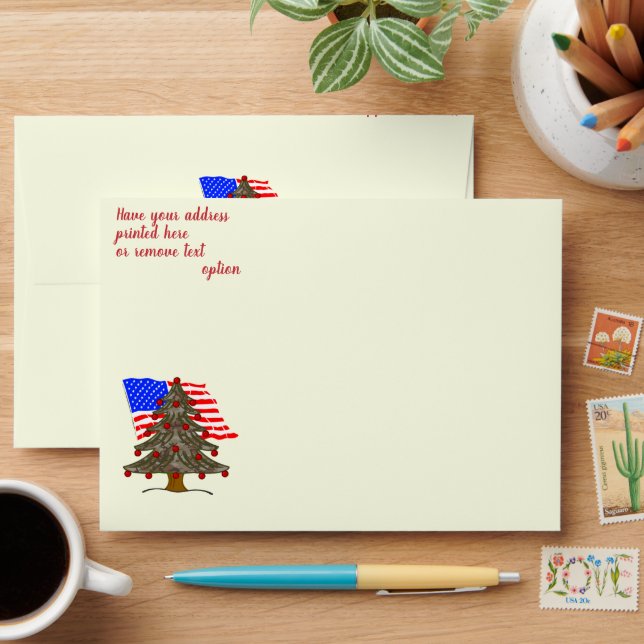 Enveloppe Drapeau américain Camouflage militaire Noël (Desk)