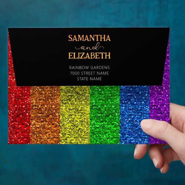Enveloppe Drapeau LGBT arc-en-ciel scintille gay lesbienne m (Hand)