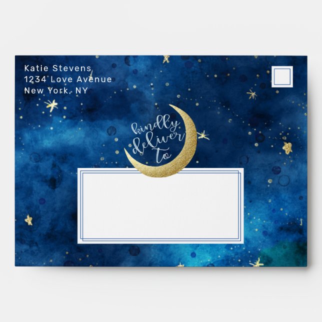 Enveloppe Dreams Do Come True Moon Stars Baby shower 5x7 (Devant)