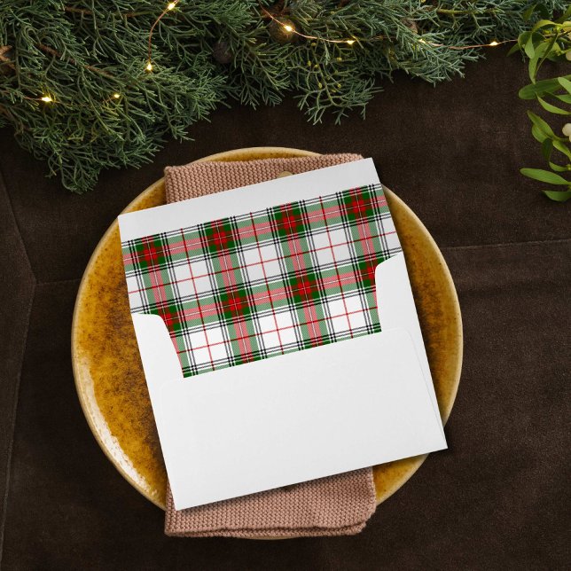 Enveloppe Dress Stewart Tartan (Clan Stewart for the Christmas season . Cheerful Dress Stewart plaid is red and green on white.)