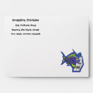Enveloppe Drôle caricature de poisson de pêcheur