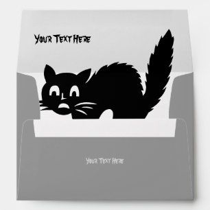 Enveloppe drôle chat noir fâché design halloween