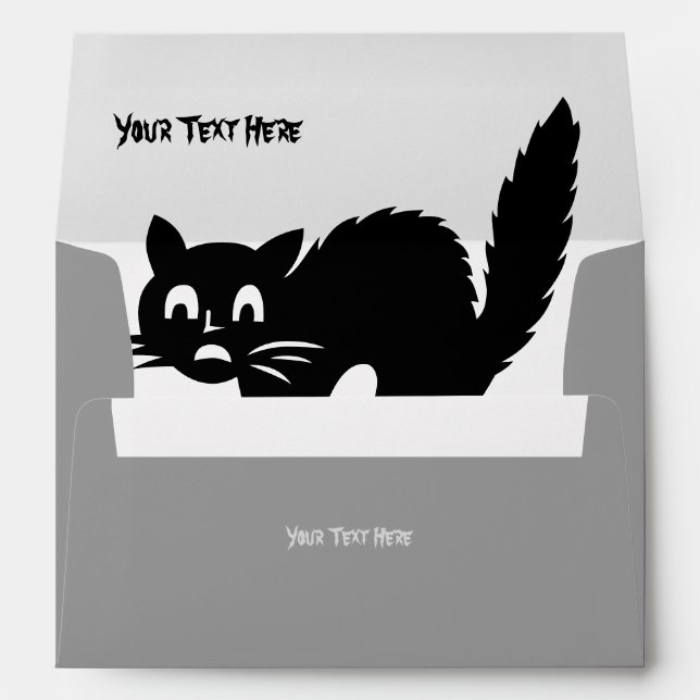Enveloppe drôle chat noir fâché design halloween (Dos (Bas))