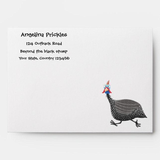 Enveloppe Drôle dessin animé d'oiseau de Guineafowl (Devant)