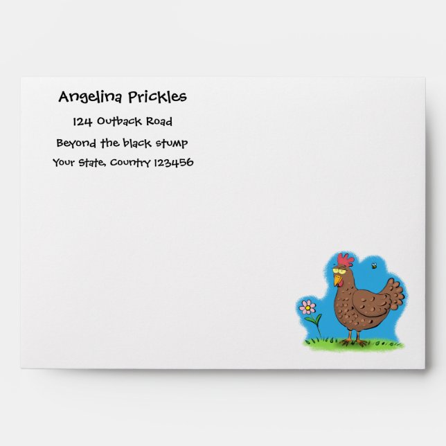 Enveloppe Drôle poulet rustique whimsical dessin animé (Devant)