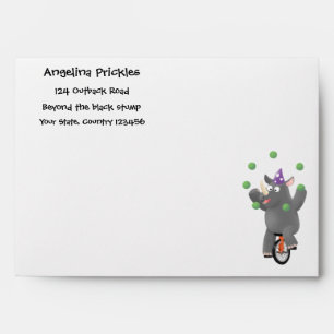 Enveloppe Drôle rhinocéros mignon jonglant sur monocycle