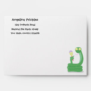 Enveloppe Drôle serpent vert avec caricature maraca