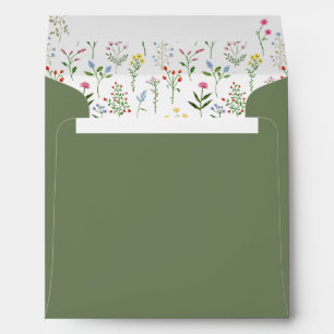 Enveloppe du carré du mariage du fleur sauvage pré