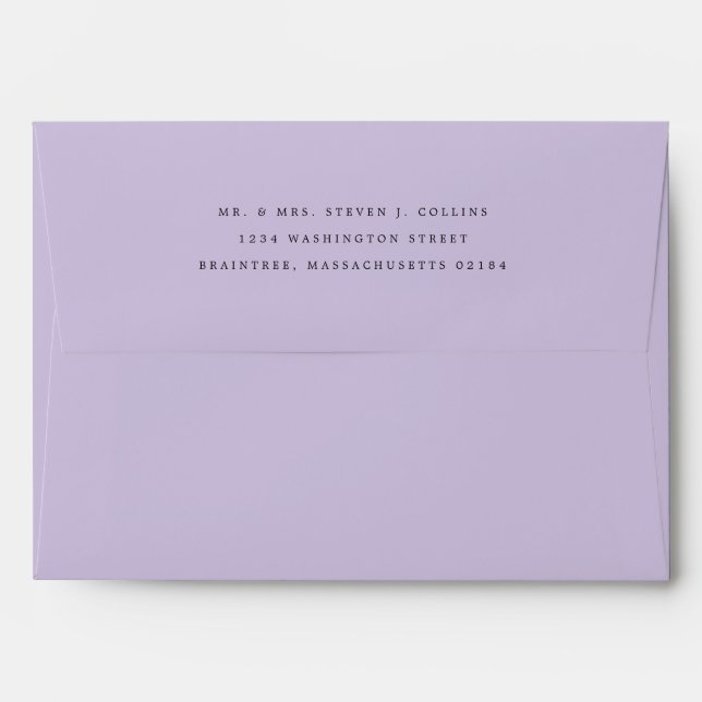 Enveloppe du Mariage d'adresse de retour Lavender (Dos (Haut rabat))