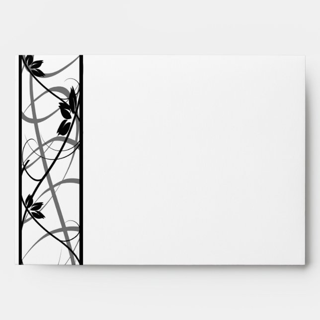 Enveloppe du Mariage de bordure de défilement noir (Devant)