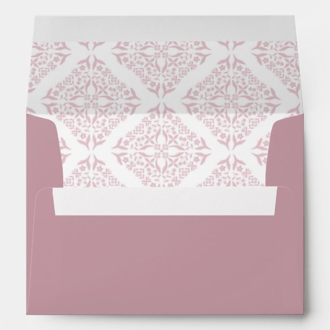 Enveloppe du Mariage rose Filigree (Dos (Bas))