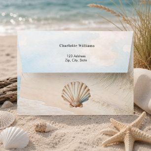 Enveloppe Dunes de sable de plage coquillage adresse de reto