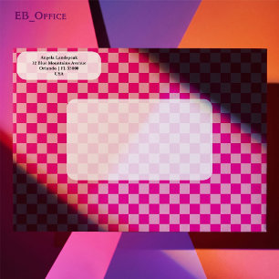 Enveloppe Duo Féminin Papier à lettres damier rose