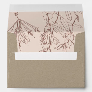 ENVELOPPE DUSKY BLUSH KRAFT LINE DRAWING FLORAL ADDRESS