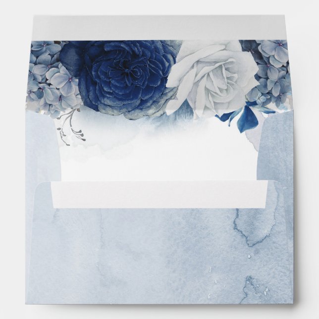 Enveloppe Dusté et bleu marine Romantique Aquarelle moderne (Dos (Bas))