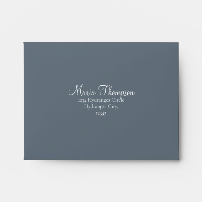Enveloppe Dusty Bleu Simple Élégant Pré Adressé RSVP (Devant)
