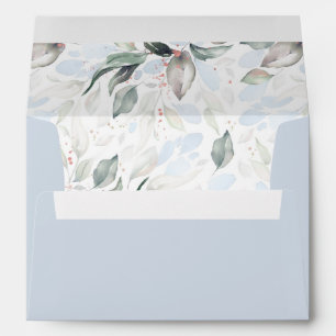 Enveloppe Dusty Bleu Vert Elégant Aquarelle Rose Or