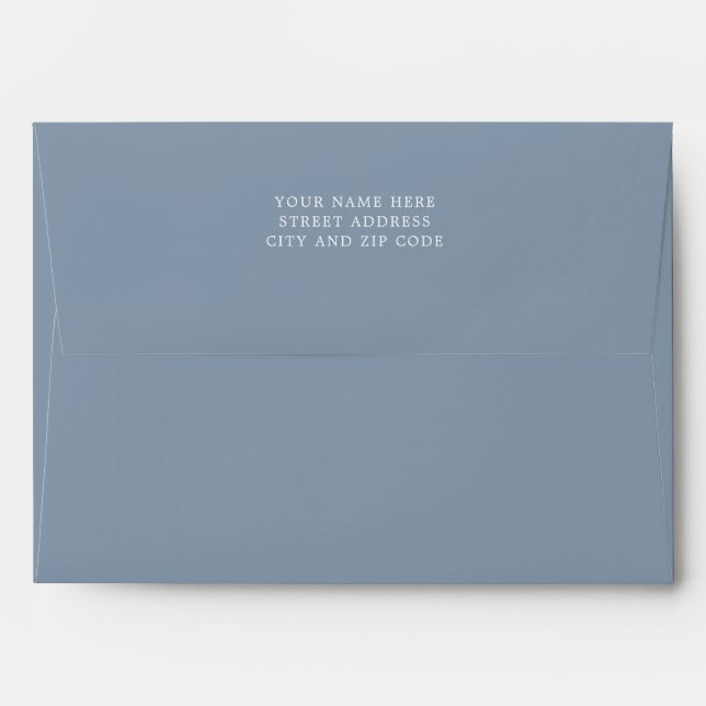 Enveloppe Dusty Blue Boho Moderne Simple White Lines Mariage (Dos (Haut rabat))