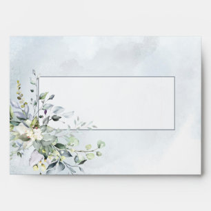 Enveloppe Dusty Blue Botanical Greenery Mariage d'aquarelle