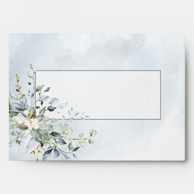 Enveloppe Dusty Blue Botanical Greenery Mariage d'aquarelle (Devant)