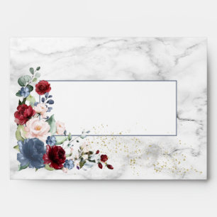 Enveloppe Dusty Blue Bourgogne Blush Gold FlorMariage