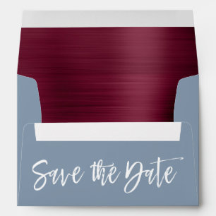Enveloppe Dusty Blue Burgundy Enregistrer la date