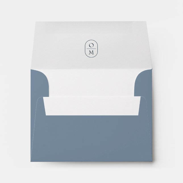 Enveloppe Dusty Blue | Chic Minimal Monogram Wedding  (Dos (Bas))