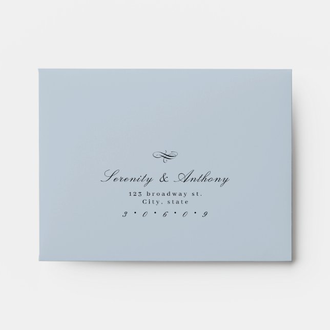 Enveloppe Dusty Blue Classic Élégance Script mariage RSVP (Devant)