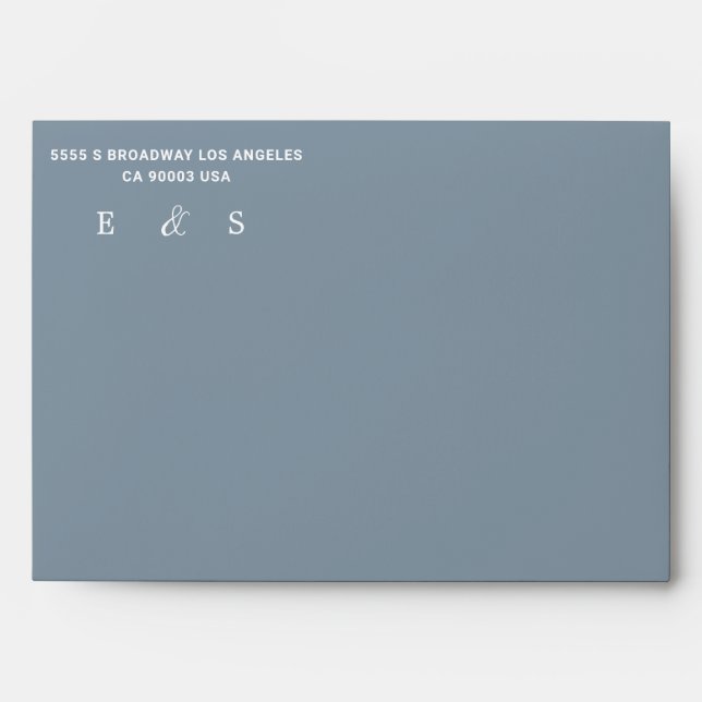 Enveloppe Dusty Blue Country Combiné Blanc Mariage dentelle (Devant)