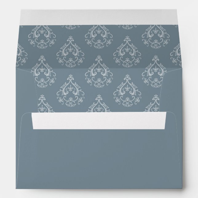 Enveloppe Dusty Blue Damask Pattern (Dos (Bas))