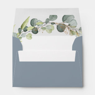 Enveloppe Dusty Blue Détails Mariage Eucalyptus Green