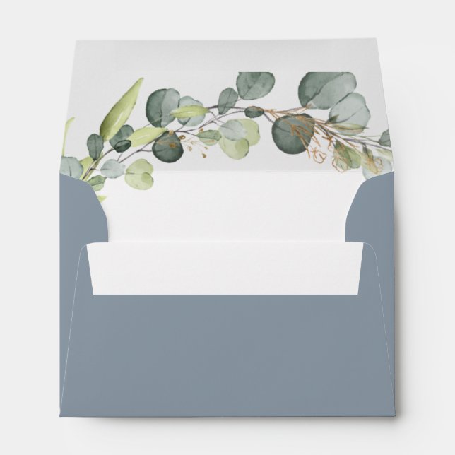 Enveloppe Dusty Blue Détails Mariage Eucalyptus Green (Dos (Bas))