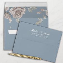 Enveloppe Dusty Blue Dusty Rose Floral Linal Mariage