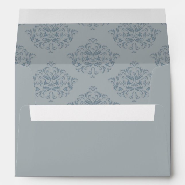 Enveloppe Dusty Blue Elegant Damask (Dos (Bas))