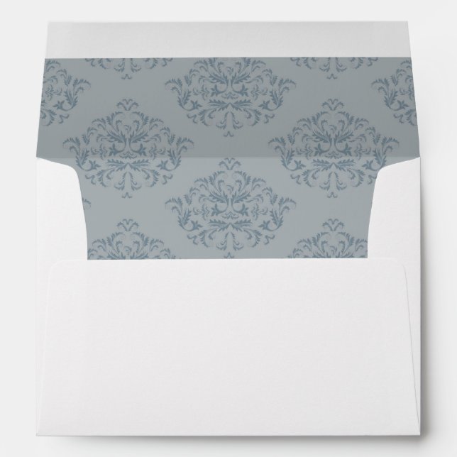 Enveloppe Dusty Blue Elegant Damask (Dos (Bas))