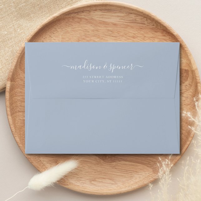 Enveloppe Dusty Blue élégant et moderne mariage 5x7 (Dusty Blue Wedding Envelope)