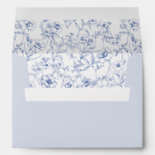 Enveloppe Dusty Blue Elegant Rose Vintage Crest Mariage