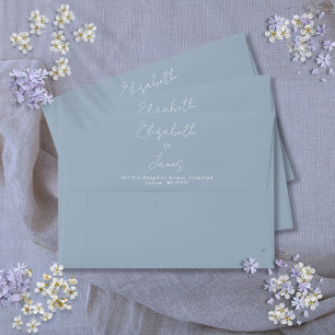 Enveloppe Dusty Blue Elegant Script Return Adresse
