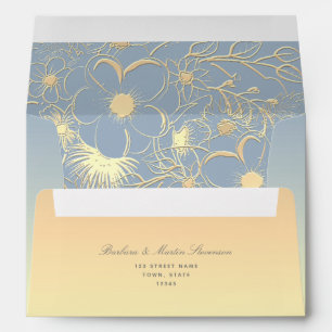 Enveloppe Dusty Blue et Gold 5x7