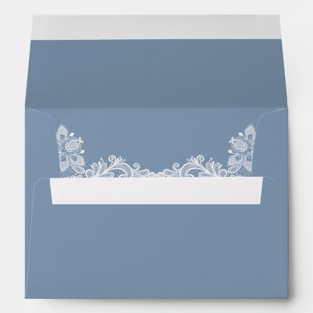 Enveloppe Dusty Blue et Mariage dentelle (Dos (Bas))
