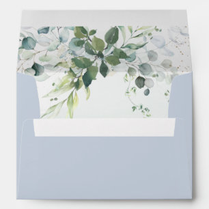 Enveloppe Dusty Blue Eucalyptus Greenery Succulent Mariage E