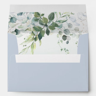 Enveloppe Dusty Blue Eucalyptus Greenery Succulent Mariage E