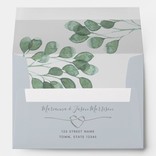 Enveloppe Dusty Blue Eucalyptus Mariage de verdure (Dos (Bas))