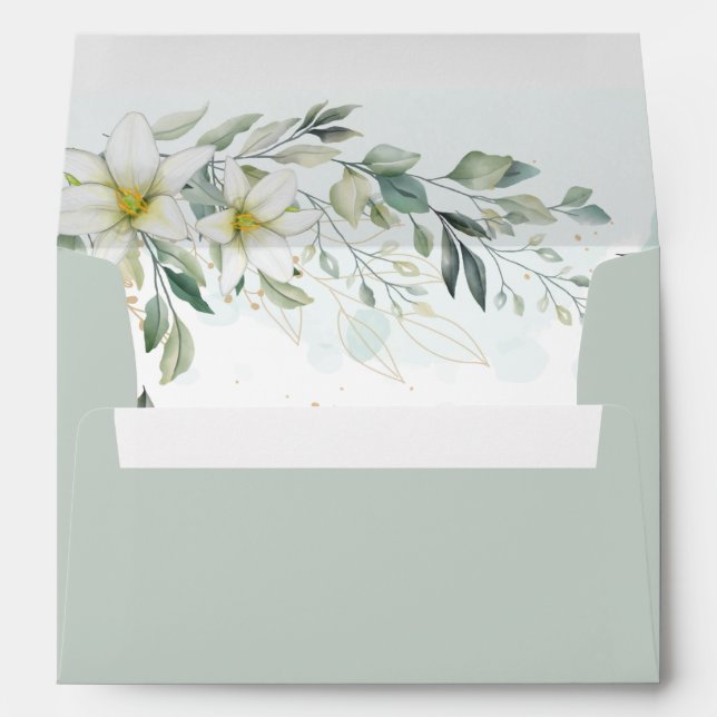 Enveloppe Dusty Blue Eucalyptus Vert Mariage Succulent (Dos (Bas))