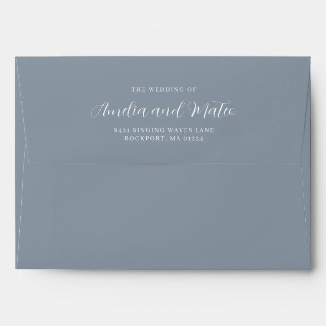 Enveloppe Dusty Blue Faire-part de mariage Adresse de retour (Dos (Haut rabat))
