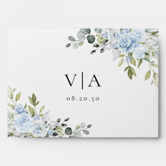 Enveloppe Dusty Blue Floral Eucalyptus Wedding Envelope