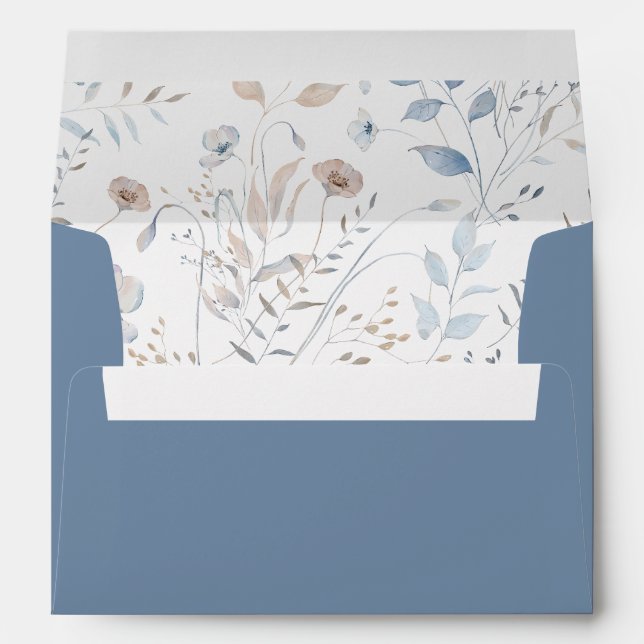 Enveloppe Dusty Blue Floral Mariage (Dos (Bas))