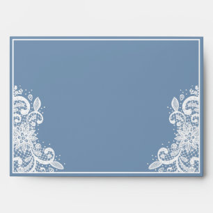 Enveloppe Dusty Blue Lace Lights Mariage Adresse de retour